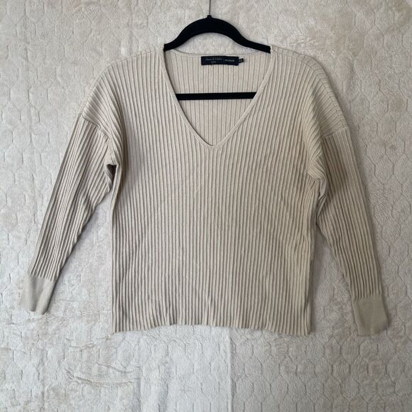 House of Harlow 1960 X Revolve Sweater Women's XS Ribbed Knit Pullover Beige - Picture 8 of 9